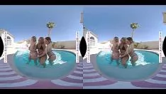 Afspelen Pornoclip bij het zwembad met sympathieke poes die luid is